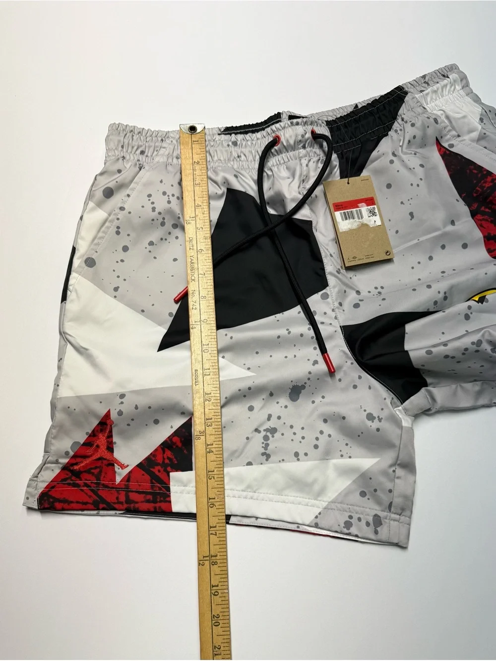 Jordan Essentials Poolside Shorts Men’s Size L Cement Grey- Red IB8818-011 NWT